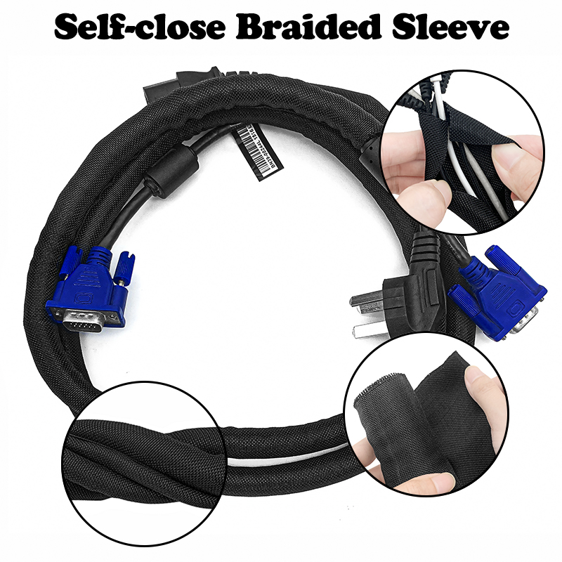 Cable Sleeve Braided - Manga trançada pet com fechamento automático,