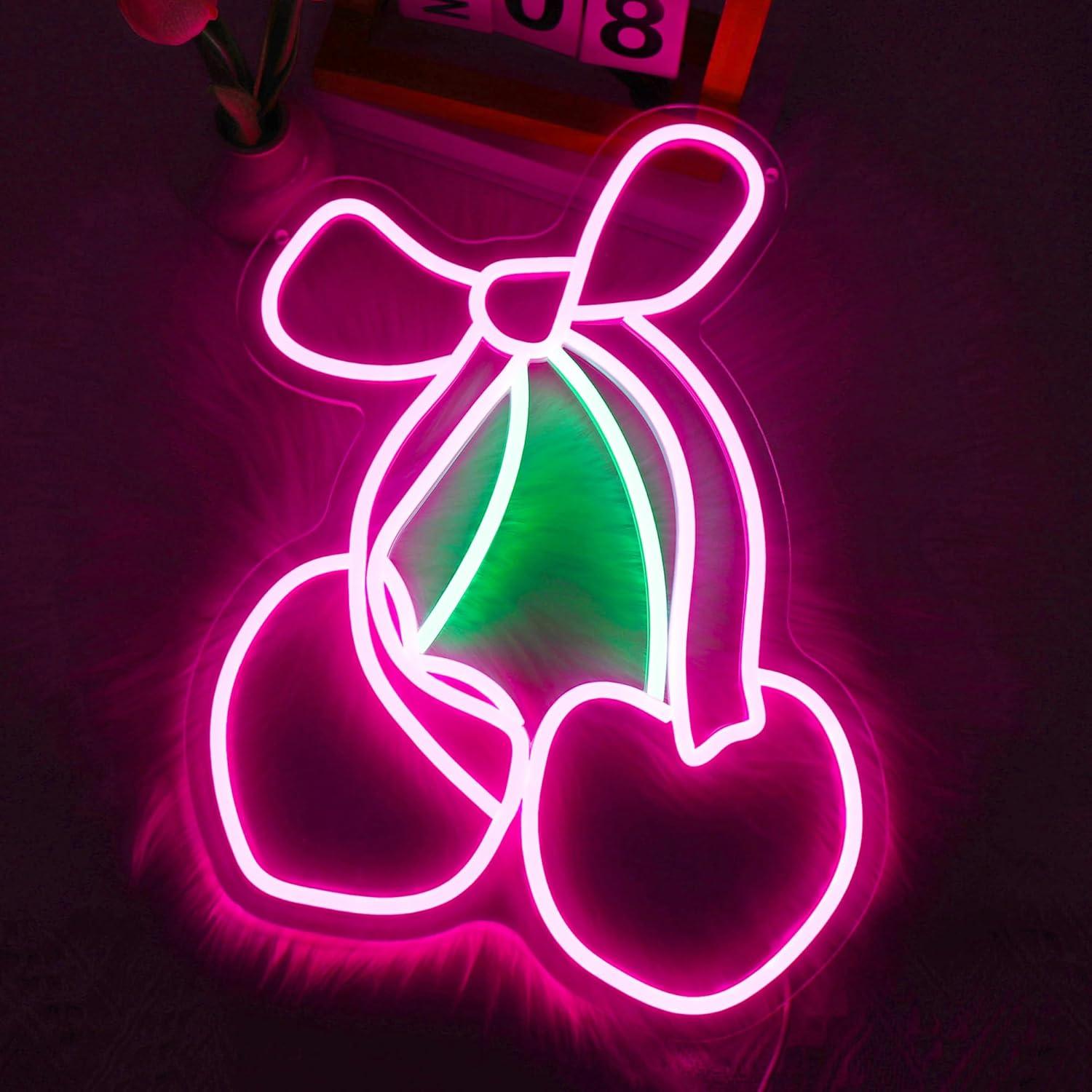 Letreiro Neon Cherry Bow com L - Gaming Accessories Shop avaliação e preço