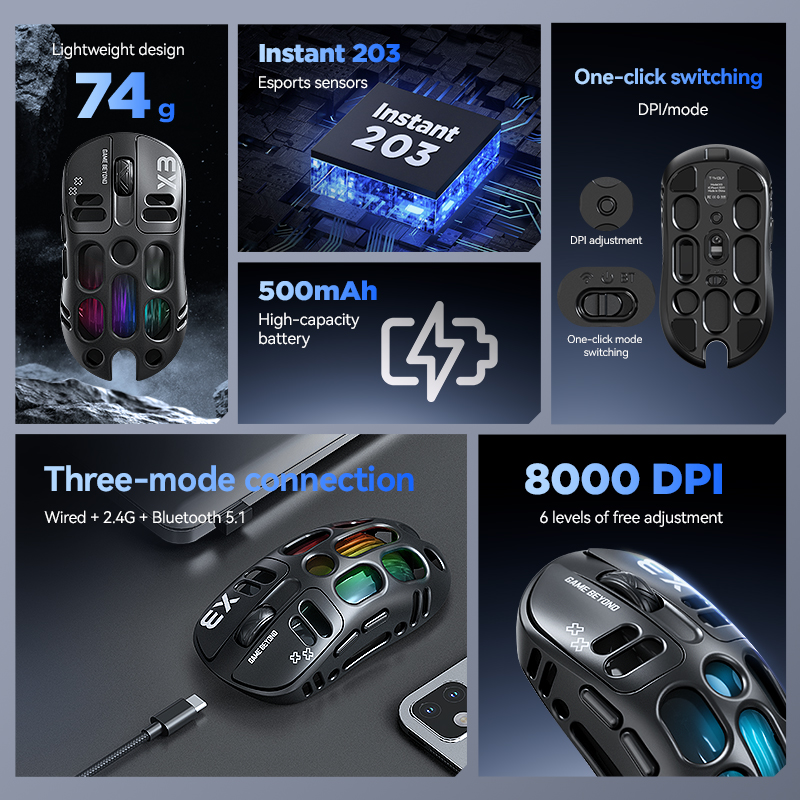 Mouse Gamer T-WOLF X3 Tri-mode - Gaming Accessories To Sell avaliação e preço