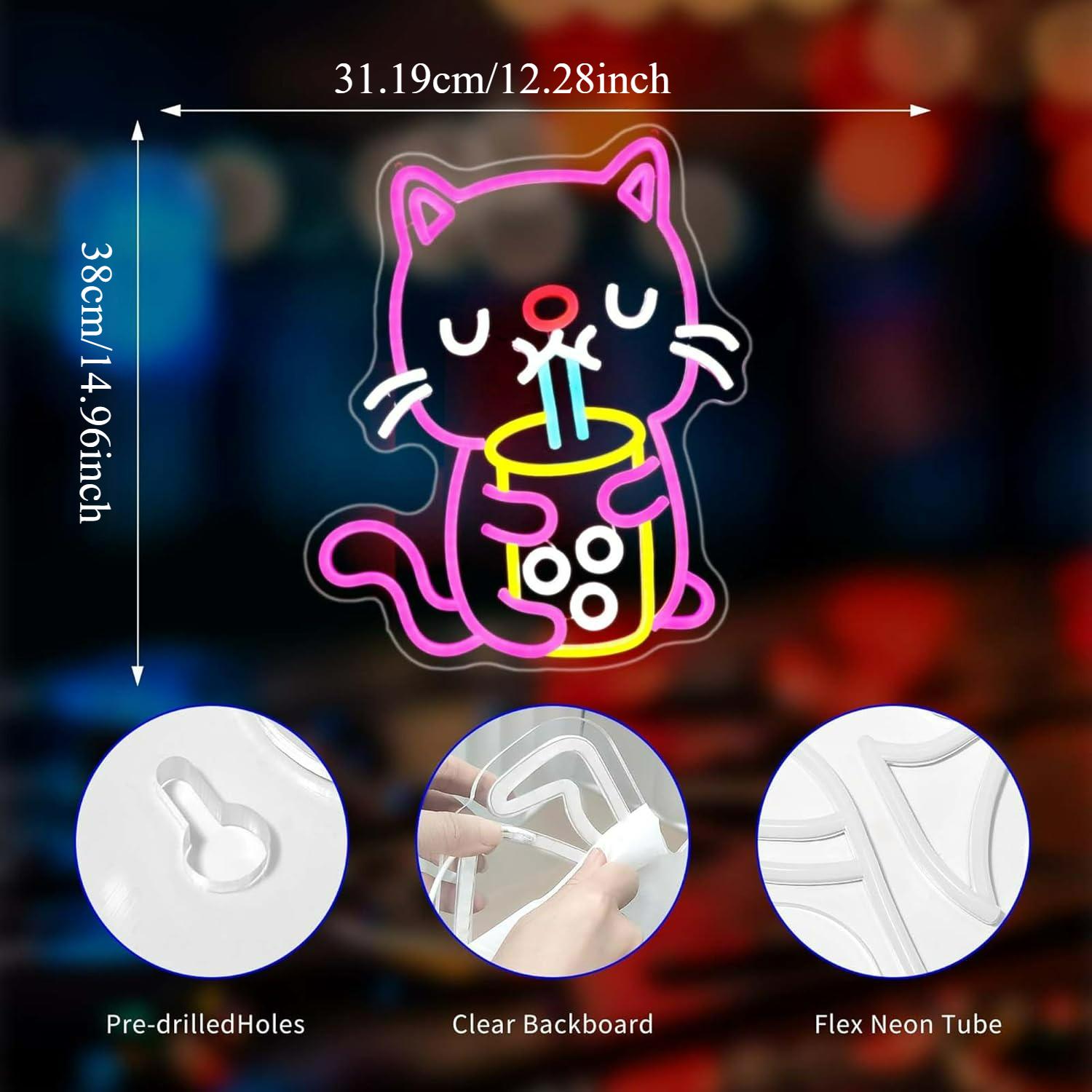 Letreiro Neon Cat Boba Tea com - Gaming Accessories Shop avaliação e preço