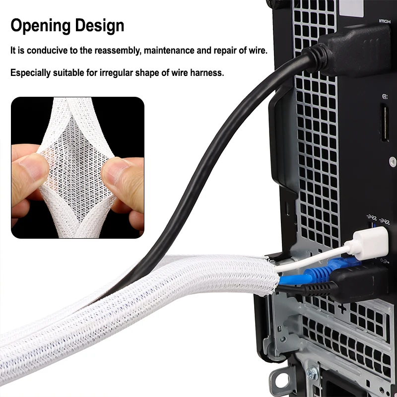 Luva de cabo branca auto-fecha - Cable Sleeve Braided avaliação e preço