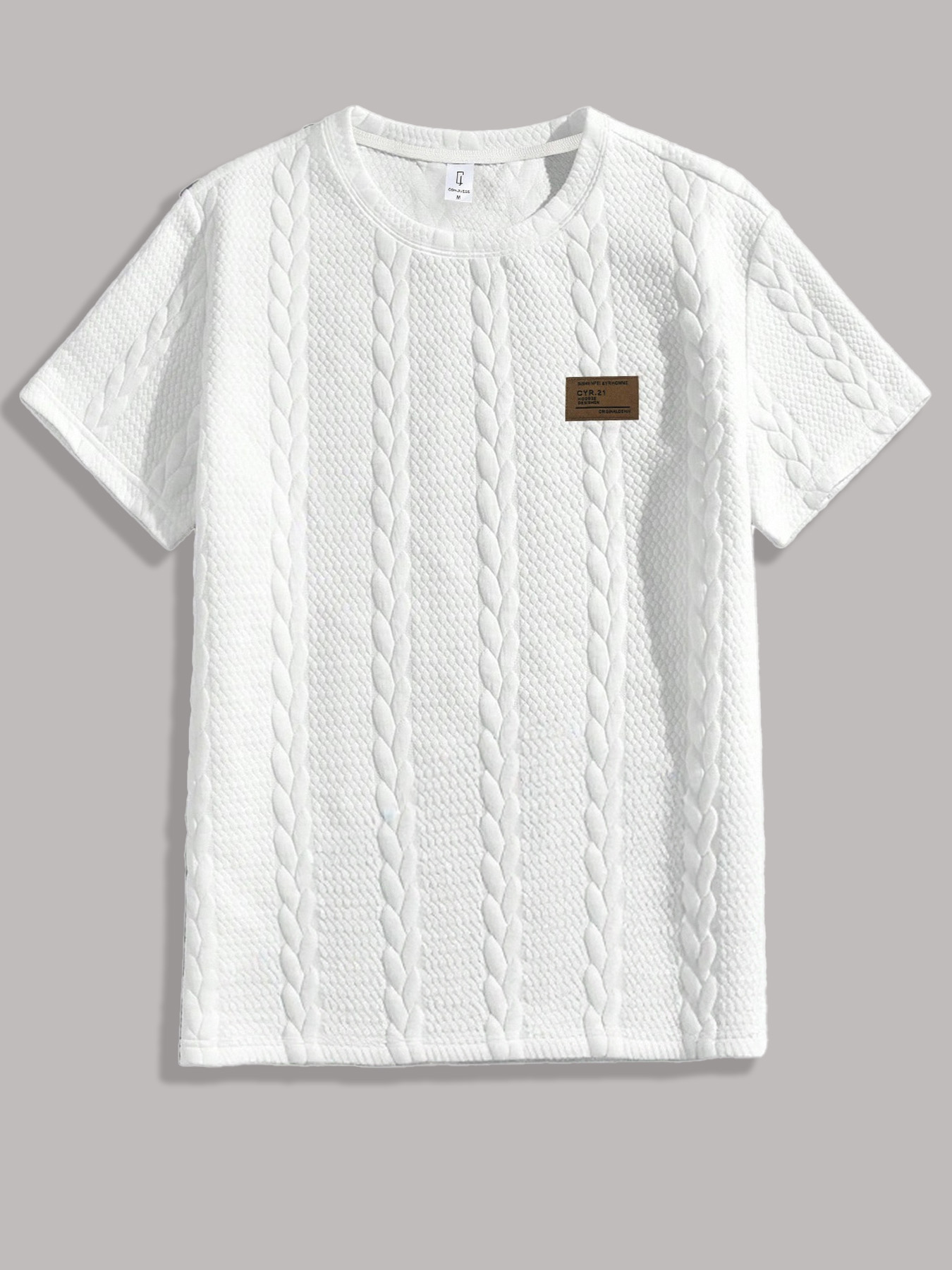 Men's Cable Knit Textured T‑Sh - Cable Sleeve Braided avaliação e preço